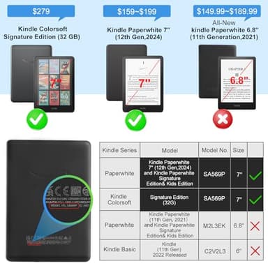 CoBak Stand Case for 7" Kindle Paperwhite 12th Gen 2024 and Kindle Colorsoft with Hand Strap - Compatible with iPhone MagSafe, for Samsung/Belkin/Anker Wireless Charging Pads, Durable, Auto Sleep Wake - Image 2