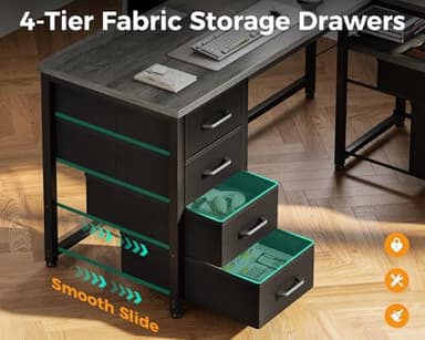 Coleshome L Shaped Computer Desk with 6 Drawers & Power Outlet, 55 Inch Corner Desk with Reversible Storage Shelf & File Drawer, Home Office Desk, Grey Oak - Image 6