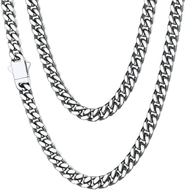 ChainsHouse Stainless Steel Mens Cuban Link Chain, Black/ 18K Gold Plated Miami Cuban Chain Necklace, 5mm/7mm/9mm/12mm/14mm Width, No Tarnish& Durable Hip Hop Mens Jewelry, 18"-30", Send Gift Box - Image 3