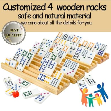 Bucher&Rossini Dominoes Set Double 12 with 4 Racks for Adults Kids, Mexican Train Dominoes Set Double 12, Mexican Train Dominoes (Double 12) - Image 4