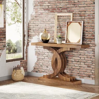 Tribesigns Console Tables for Entryway, Modern Farmhouse 39-inch Entryway Table with Geometric Base, Wooden & Metal Hallway Table/Narrow Sofa Table/Accent Table for Entrance, Living Room - Image 5