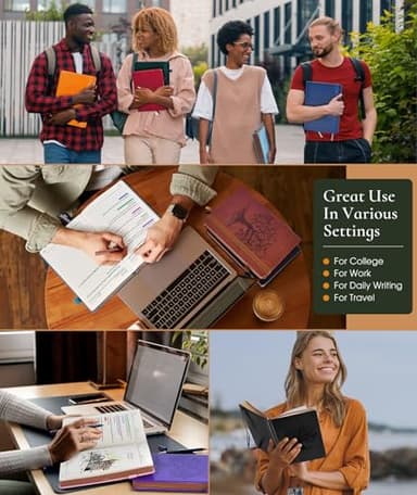 Vintage Leather Journal - 300 Page Lined Journal Notebook with Numbered Pages,A5 Notebook for Women Men,Travel Diary,Daily Journal for Writing, Note Taking, School & Work (5.8" x 8.3") - Image 7