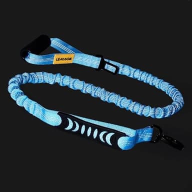 LEADSOM 6FT Highly Reflective Heavy Duty Elastic Bungee Medium and Large Dog Leash Shock Absorbing with Comfortable Padded Handle and Traffic Handle Suitable for Training Light Blue - Image 6