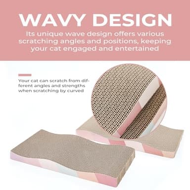 SIDAZON Cat Scratching Board cat Scratcher Cat Scratch Pad Cardboard cat scratchers for Indoor Cats Reversible Large Wide Corrugated with Catnip(2pcs) - Image 4
