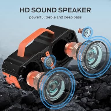 BUGANI Shock Bluetooth Speakers, Bluetooth 5.4, Waterproof, Portable Wireless Speakers, 60W Super Power, Suitable for Family Gatherings and Outdoor Travel, Outdoor Speaker - Image 3