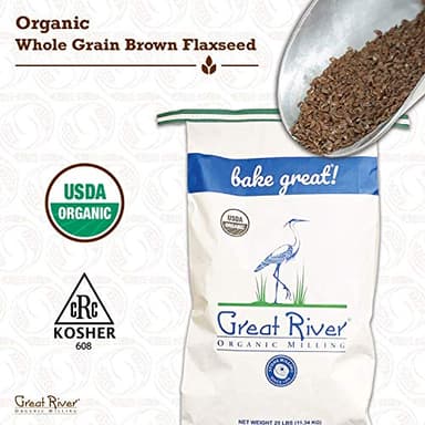 Great River Organic Milling Organic Whole Grain Brown Flaxseed | High-Fiber, Omega-3 Rich Superfood | Non-GMO, Kosher, USDA Organic | Ideal for Baking, Smoothies & Home Milling | 25 Lb - Image 3