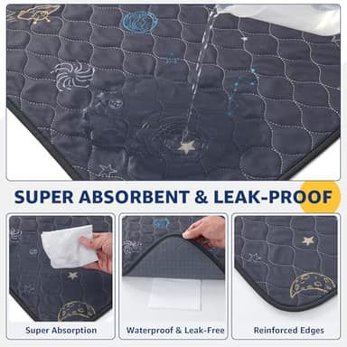 LOOBANI Washable Pee Pads for Dogs: Reusable Dog Crate Pee Pad 36" x 72"- 2 Pack, Absorbent and Non-Slip Pet Whelping Pad for Playpen, Floor, Sofa, Cage, Couch, Grey - Image 3