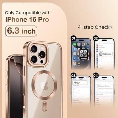 GolbinBox Magnetic for iPhone 16 Pro Case with Stand, [Compatible with MagSafe], Camera Control Capture Button, 16FT Military-Grade Protection, Shockproof Slim Phone Case 6.3"(Rose Gold/Clear) - Image 2