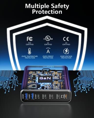 Aluminum Alloy USB C Charger GaN Fast USB C Charging Station 7 Ports 65W Laptop Charger for MacBook Pro/Air/iPad Pro/iPhone (Purple) - Image 6