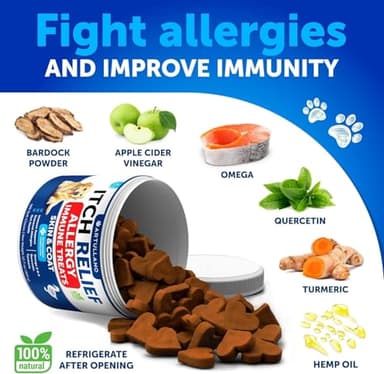 Dog Allergy Relief Chews - Itching Skin Relief for Dogs - 180 Soft Treats - Fish Oil - Omega 3 - Seasonal Allergies Pills - Skin & Coat, Anti Itch,Hot Spots Treatment - Canine Immune Health Supplement - Image 4