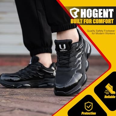 Steel Toe Shoes for Men Women Composite Toe Work Sneakers Comfortable Indestructible Safety Shoes Lightweight Breathable Construction Sneakers Puncture Proof Air Cushion - Image 5