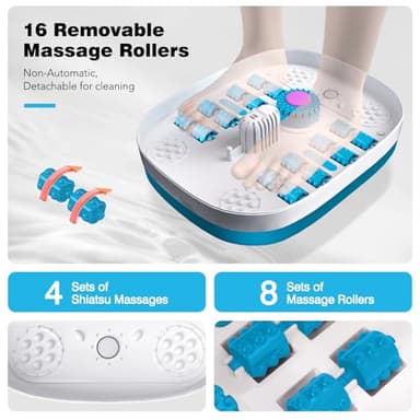 KNQZE Collapsible Foot Spa with Heat, Remote Control, Temperature Control, Bubbles, Pumice Stone, Red Light, Timer, 16 Massage Roller Pedicure Foot Bath Tub Foot Soaker for Relaxation & Stress Relief - Image 4