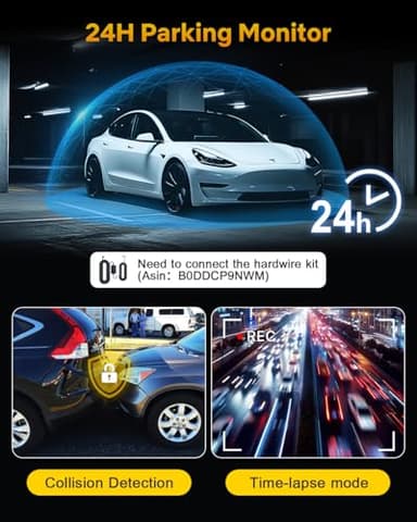GKU Dash Cam Front and Rear, 4K 60fps＋2.5k Dashcam,STARVIS Sensor, HDR, 5G WiFi GPS, 24H Parking Mode, Night Vision, 170°Wide Angle, Dash Camera for Cars with 1.47 Display, 64G SDcard (Midnight) - Image 7