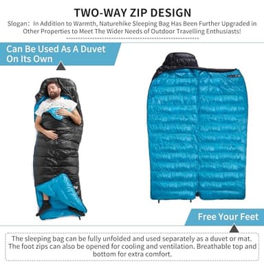 Naturehike Ultralight Down Sleeping Bag, 650FP Backpacking Sleeping Bag 3-4 Season for Adults, 32-42℉ Waterproof Sleeping Bags for Camping, Hiking, Traveling with Compression Sack - Image 6