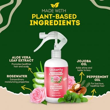 Locsanity Daily Moisturizing Refreshing Spray for Locs, Dreadlocks - Rose Water and Peppermint Hair Scalp Moisturizer, Dreadlock Spray - Natural Loc Care and Maintenance (12oz) - Image 7