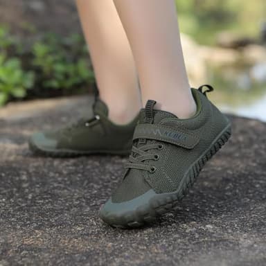 KUBUA Boys Girls Sneakers Kids Sports Barefoot Shoes for Indoor Outdoor Walking Running Athletic Gym Tennis B Green Size 4 Big Kid - Image 5