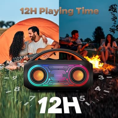 PPMIC Karaoke Machine with 2 Wireless Microphones, 36H Playtime, IPX5 Waterproof, Magic Voice, Portable Bluetooth Speaker for Home/Outdoor/Beach Parties - Image 4