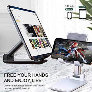 Meetuo 2 Pcs Cell Phone Stand, Adjustable Angle Height Phone Stand for Desk, Fully Foldable/Portable Phone Holder, Compatible for iPhone 16/15/14/13/12/Smartphones - Image 2
