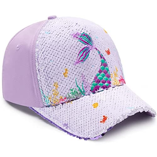 Baby Girls Baseball Cap Toddlers Baseball Hat Baby Girls Snapback Cap Adjustable Trucker Cap for Kids Ages 4-8 Years Girls Cute Visor Hat with Mermaid - Image 1