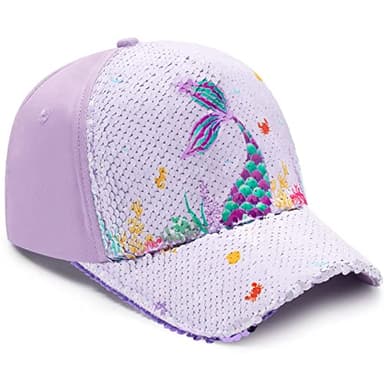 Baby Girls Baseball Cap Toddlers Baseball Hat Baby Girls Snapback Cap Adjustable Trucker Cap for Kids Ages 4-8 Years Girls Cute Visor Hat with Mermaid - Image 1