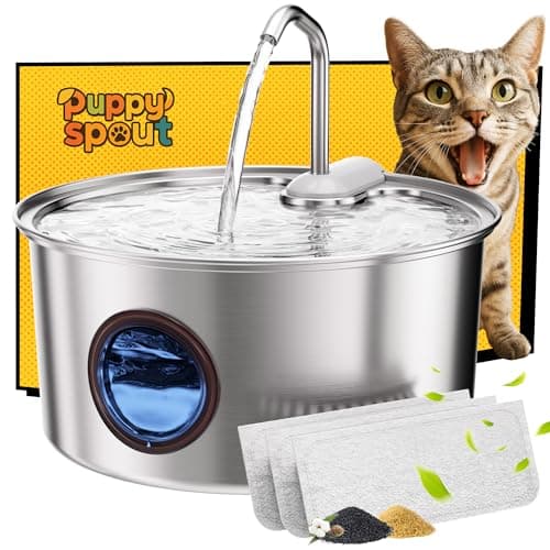 Cat Water Fountain Stainless Steel - 108oz/3.2L Automatic Cat Water Fountain for Drinking with 3PCS Filters, Metal Pet Water Fountain Water Dispenser for Cats, Puppy, Multiple Pets - Image 1