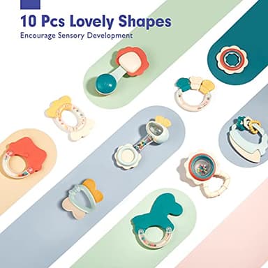 hahaland Baby Toys 0-6 Months - Baby Rattles Teething Toys 3-6 Month, Infant Toys 6-12 Months, Teether Grasping Shaker Toy 3 4 5 6 Month Old Must Haves Neutral Gifts Christmas Baby Stocking Stuffers - Image 2