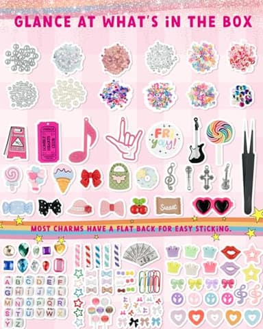 DoDoBeads 2250 Pcs Junk Case Charms Kit, Charms for Junk Cases, Phone Case Charms, Junk Case Kit with Big Charms, Bow Charms, Nail Charms, Letter Beads, Pink Charms,Junk Beads Charms - Image 3