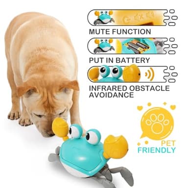 Pbooo Crawling Crab Baby Toy, Interactive Walking Dancing Moving Crab Toy (Infrared Sensing) 3-6 6-12 Months, Toddler Learning Tummy Time Crab, Infant Music Sensory Birthday Gifts - Image 3
