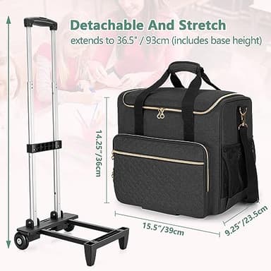 LUXJA Rolling Teacher Bag with Laptop Compartment and Detachable Dolly, Multifunctional Rolling Teacher Tote Bag (Patent Pending), Black - Image 6