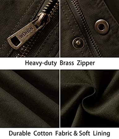 WenVen Men's Spring Aviator Cotton Commuter Jackets (Army Green, XL) - Image 6
