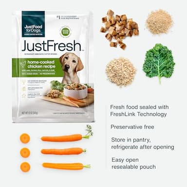 JustFoodForDogs JustFresh Home-Cooked Chicken Dog Food with No Preservatives, Resealable Packaging, Human Grade Wet Dog Food, 12 oz - 7 Pack - Image 3