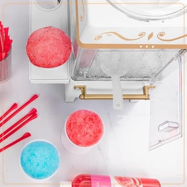 Nostalgia Snow Cone Shaved Ice Machine - Retro Table-Top Slushie Machine Makes 20 Icy Treats - Includes 2 Reusable Plastic Cups & Ice Scoop - White - Image 7