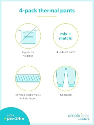 Simple Joys by Carter's Baby Cotton Pants, Pack of 4, Grey Heather/Olive/White Dots/Stripe, Newborn - Image 4