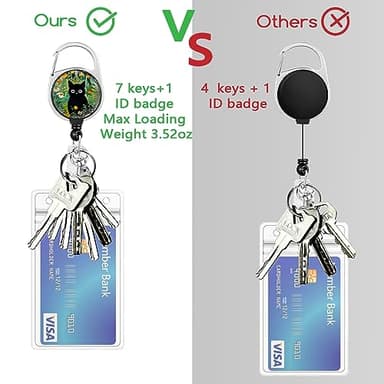 Black Cat Flower Lanyards for Id Badges, Id Badge Holder Heavy Duty and Retractable Keychain, Cute Badge Reel with 360 Degrees Rotate Carabiner Clip, Women Student Daily Office - Image 6