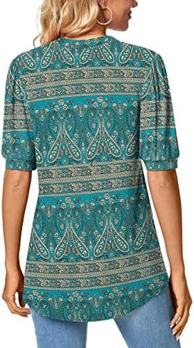 Anyally Womens Summer/Spring Puff Short Sleeve Tops Dressy Casual V-Neck T-Shirts Cute Blouse for Work - Image 5