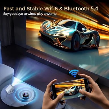 Native 1080P Mini Projector with 4K Support, Auto Focus & Keystone Proyector, Android 11 Smart WiFi 6 Bluetooth 5.4, Portable Outdoor Movie Projectir for iPhone/Netflix/Camping, Home Theater Gift - Image 6