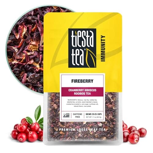 Tiesta Tea - Cranberry Hibiscus Rooibos Tea, Fireberry, Loose Leaf, Herbal Blend with Hibiscus, Cranberry, Currants & Rooibos, Enjoy Hot or Iced, 1.7oz Resealable Pouch, 25 Cups - Image 1
