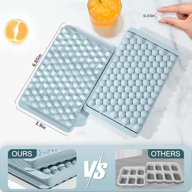 WIBIMEN Mini Ice Cube Trays, Small Tiny Round Pebble Crushed Nugget Ice Trays for Freezer with Lid - Chilling Drinks Coffee Juice(2 Pack/0.55In - Blue) - Image 5