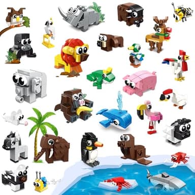 HOGOKIDS 30 Packs Party Favors for Kids - 867PCS Animals Building Blocks Sets for Classroom Prizes Goodie Bag Fillers Stocking Stuffers Birthday Valentines Easter Gifts for Kids Boys Girls 6+ - Image 1