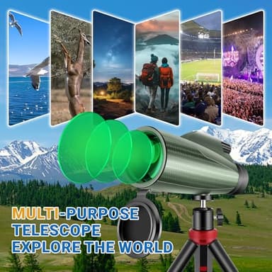 12x56 Monoculars for Adults High Powered, HD BAK4 FMC Monocular Telescope with Smartphone Adapter & Tripod, Portable Lightweight Monocular Scope for Bird Watching, Stargazing, Concerts & Sports Events - Image 8