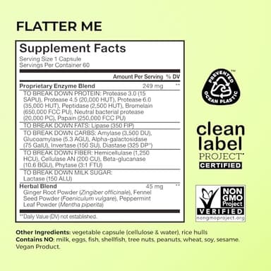 HUM Flatter Me Digestive Enzymes for Women & Men, Digestive Health Bloating Supplement with Ginger & Peppermint Leaf, Fast Acting Anti Bloat Pills Multi Enzyme for Debloating, Vegan, 60 Capsules - Image 5