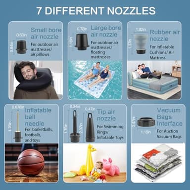 XINBAOHONG Mini Air Portable Camping Light Tiny Inflator/Deflator Pump with 2000mAh Battery USB Rechargeable for Pool Floats Air Bed Air Mattress Swimming Ring Vacuum Storage Bags - Image 4