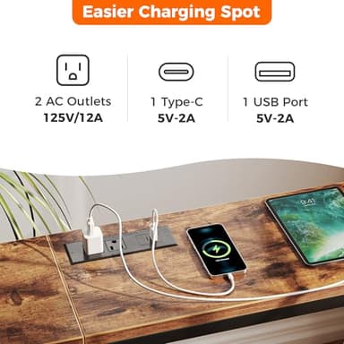 SUPERJARE 70 Inch Console Table with Outlet, Sofa Table with Charging Station, Narrow Entryway Table, Skinny Hallway Table, for Living Room, Rustic Brown - Image 4