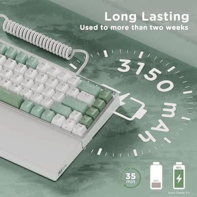 RK ROYAL KLUDGE RKS70 Ergonomic Split Mechanical Keyboard, Wireless Bluetooth/2.4G/Wired Keyboard with Wrist Rest, 75% RGB PC Gaming Keyboards for Win/Mac, Hot Swappable Silver Grey Switches, White - Image 4