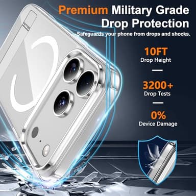 SPIDERCASE Magnetic for iPhone 17 Pro Max Case,with [3 Stand Ways] [Military Grade Drop Protection] with Invisible Stand Shockproof Slim Case for iPhone 17 Pro Max 6.9",Clear - Image 3