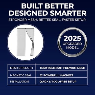 Upgraded Magnetic Screen Door - Bugs Out, Breeze in - 9min Install Auto-Sealing Heavy Duty Double Stitched Mesh, 52 Magnets, Hands Free Patio Door Net, Pet & Kid Friendly, 38 x 82 Inch, Flux Phenom - Image 4