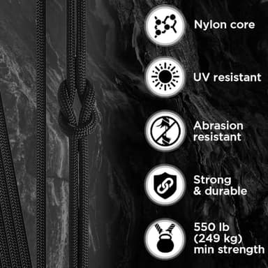 TECEUM Paracord Type III 550 Black –100 ft – 4mm – Tactical Rope MIL-SPEC – Outdoor para Cord –Camping Hiking Fishing Gear and Equipment EDC Parachute Cord Strong Survival Utility Rope 016 - Image 3