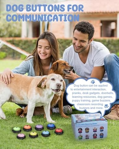 Dog Buttons for Communication, 8 Pcs Dog Talking Button Set, 30s Recordable Voice Pet Buzzer Training Buttons, Speaking Button for Dogs with Waterproof Anti-Slip Dog Button Mat and 48 Scene Stickers - Image 4
