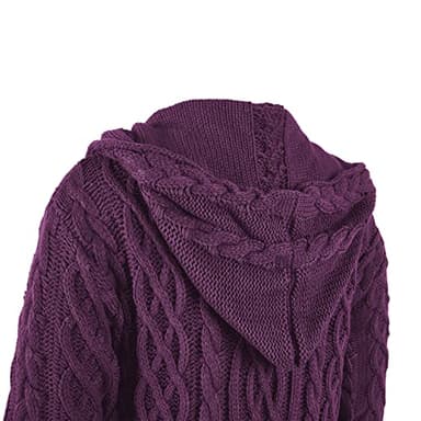 NIUBIA Womens Casual Long Sleeve Open Cardigan Warm Hooded Outwear Coat Cable Knit Long Cardigan Sweaters with Pockets Purple - Image 5