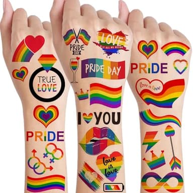 139+ PCS Pride Tattoos For Men Adults, Gay Pride Tattoos Face, Pride Day Accessories For Women, LGBT Rainbow Festival Fake Temporary Tattoos Body Stickers Celebrations Party Equality Parades - Image 9
